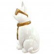 Statue chat en résine blanc laqué avec lunettes et cravate dorées 30 cm - 3