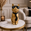 Statue chat en résine dorée avec lunettes et cravate noires 30 cm - 7
