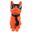 Statue chat en résine orange vif avec lunettes et cravate noires 30 cm - 1