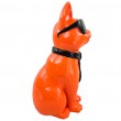 Statue chat en résine orange vif avec lunettes et cravate noires 30 cm - 5