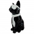 Statue chat en résine noire laquée avec lunettes et cravate blanches 30 cm - 2