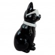 Statue chat en résine noire laquée avec lunettes et cravate blanches 30 cm - 5