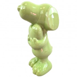 Figurine céramique Snoopy verte vernissée avec cœur 20 cm