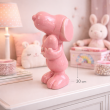 Statue céramique Snoopy rose poudré vernissée avec cœur 20 cm - 5