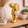 Statue céramique Snoopy dorée chromée miroir avec cœur 20 cm - 2