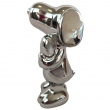 Statue céramique Snoopy argentée chromée miroir avec cœur 20 cm - 3
