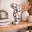 Statue céramique Snoopy argentée chromée miroir avec cœur 20 cm - 6