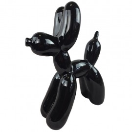 Statue chien ballon céramique noire laquée style pop art 50 cm