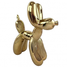 Statue chien ballon céramique dorée chromée miroir pop art 50 cm