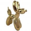 Statue chien ballon c&eacute;ramique dor&eacute;e chrom&eacute;e miroir pop art 50 cm