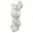 Statue ours céramique blanc nacré irisé avec cœur 28 cm - 1