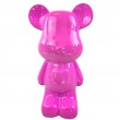 Statue ours céramique rose fuchsia laquée avec cœur 28 cm - 1