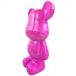 Statue ours céramique rose fuchsia laquée avec cœur 28 cm - 2
