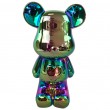 Statue ours céramique holographique irisée multicolore avec cœur 28 cm - 1
