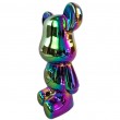 Statue ours céramique holographique irisée multicolore avec cœur 28 cm - 2