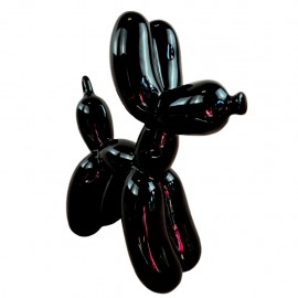 Statue chien ballon céramique noire laquée brillante 27 cm