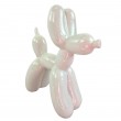 Statue chien ballon céramique blanche nacrée irisée 27 cm - 2