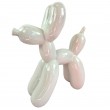 Statue chien ballon céramique blanche nacrée irisée 27 cm - 3