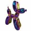 Statue chien ballon céramique argentée chromée irisée 27 cm - 2