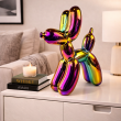 Statue chien ballon céramique argentée chromée irisée 27 cm - 6