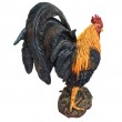 Statue coq en résine réaliste plumage noir et or 34 cm - 2