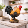 Statue coq en résine réaliste plumage noir et or 34 cm - 6