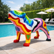 Statue bouledogue anglais en résine pop art multicolore XXL 90 cm - 1