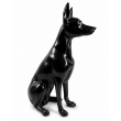 Statue Doberman en r&eacute;sine noire assis 38 cm