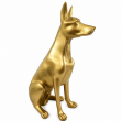 Statue Doberman en résine dorée assis 38 cm - 1