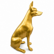 Statue Doberman en résine dorée assis 38 cm - 2
