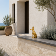 Statue Doberman en résine dorée assis 38 cm - 5