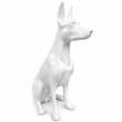 Statue Doberman en résine blanche assis 38 cm - 3