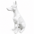 Statue Doberman en résine blanche assis 38 cm - 4
