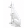 Statue Doberman en résine blanche assis 38 cm - 5