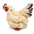 Statue poule en résine réaliste crème 22 cm - 1