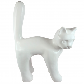 Statue chat en résine blanche XXL 95 cm