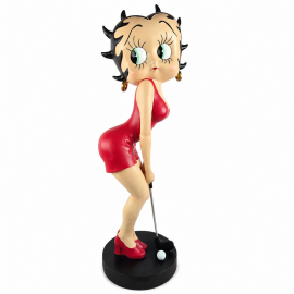 Statue Betty Boop en résine golfeuse robe rouge 94 cm