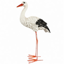 Statue cigogne en résine pattes métal 80 cm