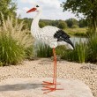 Statue cigogne en résine pattes métal 80 cm - 6