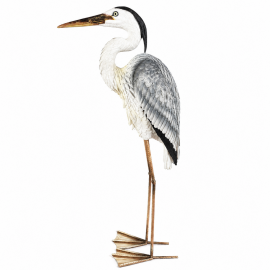 Statue héron cendré en résine pattes métal 80 cm