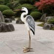Statue héron cendré en résine pattes métal 80 cm - 6