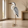 Statue héron cendré en résine pattes métal 80 cm - 7