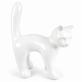 Statue chat en résine blanche design 67 cm