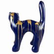 Statue chat en résine bleu et or design 67 cm - 1