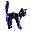 Statue chat en résine bleu et or design 67 cm - 3