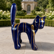 Statue chat en résine bleu et or design 67 cm - 4