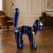 Statue chat en résine bleu et or design 67 cm - 5