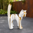 Statue chat en résine blanc et or design 67 cm - 5