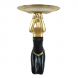 Statue femme agenouillée porte-plateau métal noir et doré 64 cm - 1