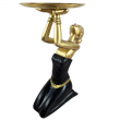 Statue femme agenouillée porte-plateau métal noir et doré 64 cm - 2